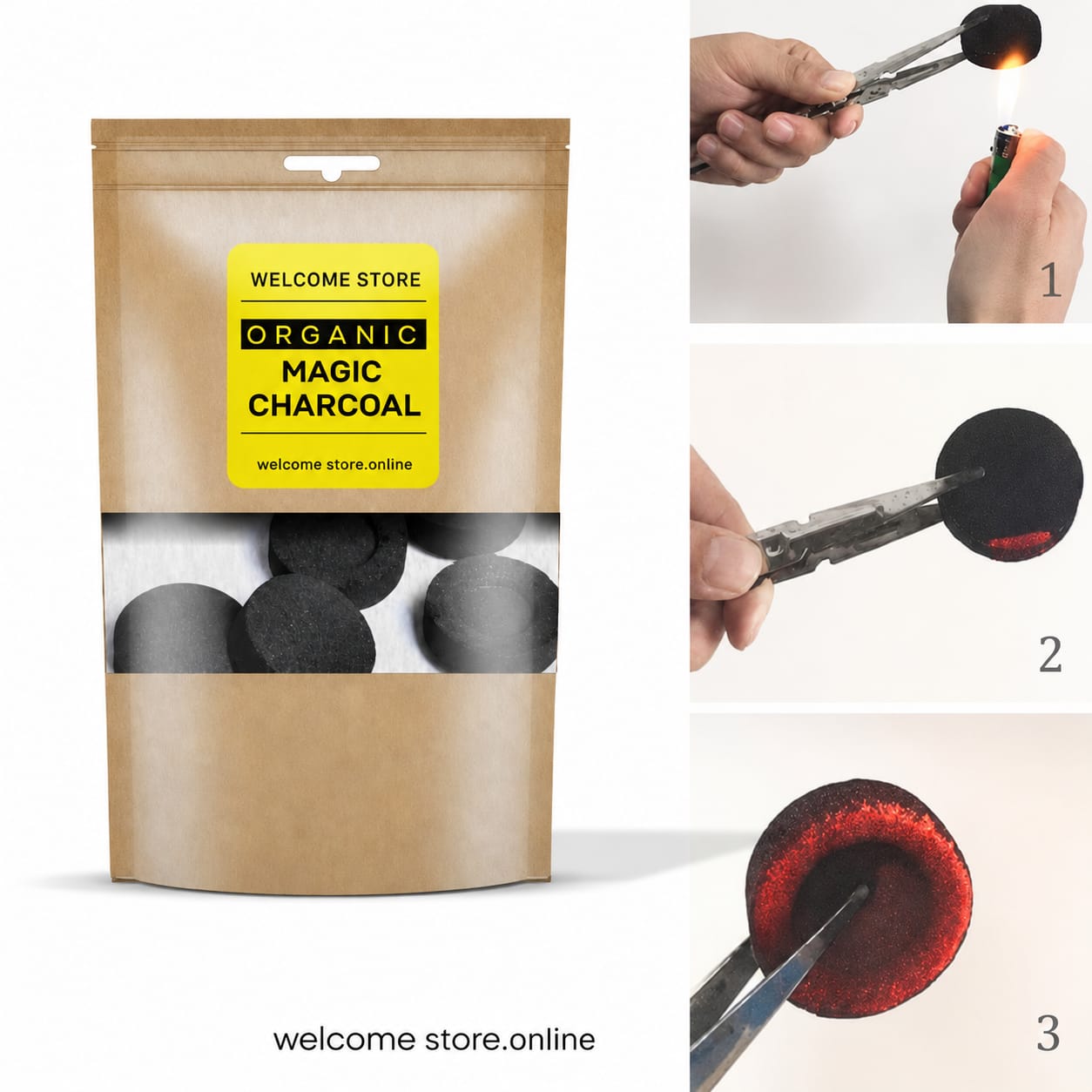 Quick Lighting Magic Charcoal Long Lasting with Incense Burning (Smokeless)